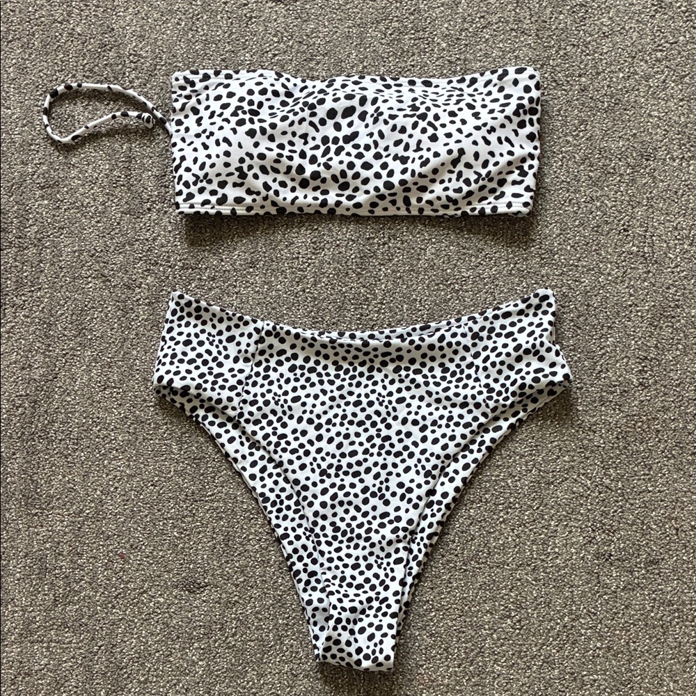 Black & White Dalmatian Print Bikini Set